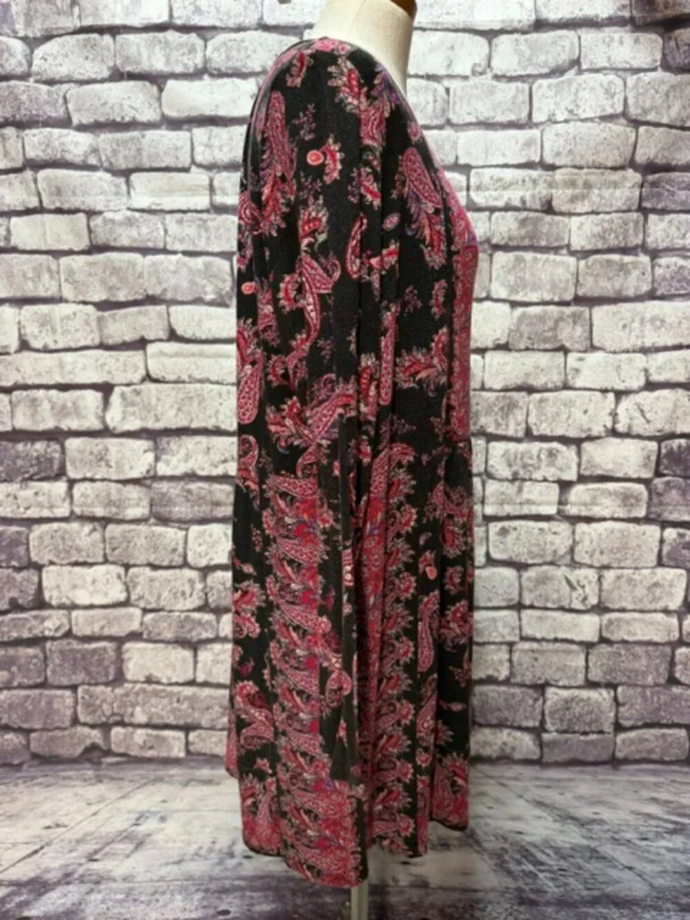 J. Jill Red & Black Long Sleeve Dress Size L